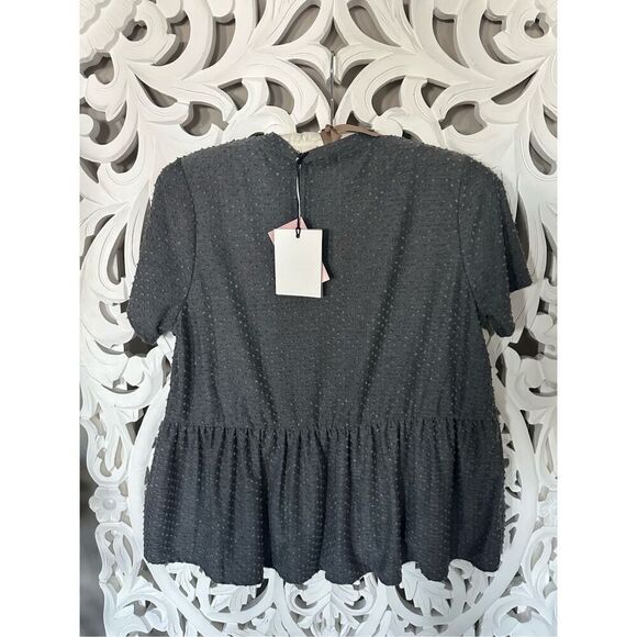 Jacquie the Label gray Swiss dot peplum top - Picture 3 of 5